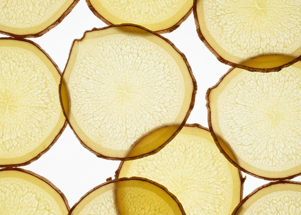 lichtdurchlässige Ingwerscheiben