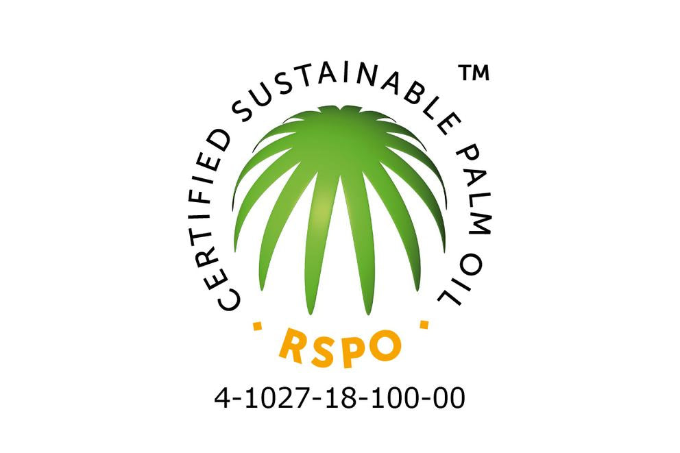 RSPO-Siegel „Certified Sustainable Palm Oil“ mit grüner Palmenkrone