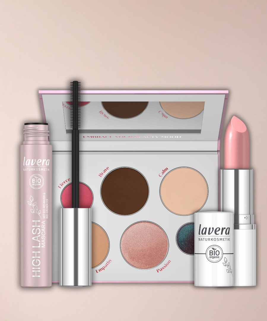 Lavera Make-up-Set mit Mascara, Lidschattenpalette und Lippenstift