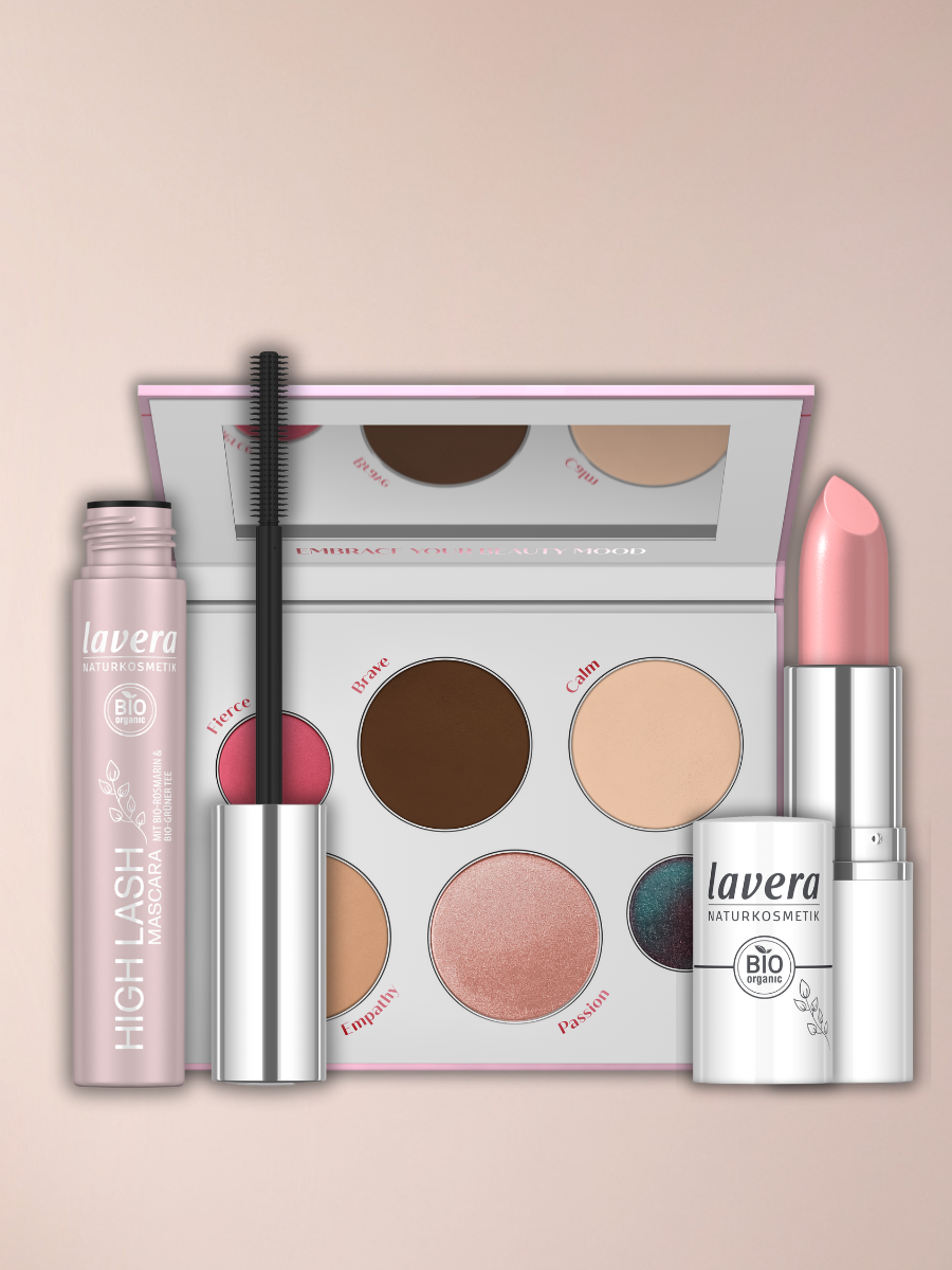 Lavera Make-up-Set mit Mascara, Lidschattenpalette und Lippenstift